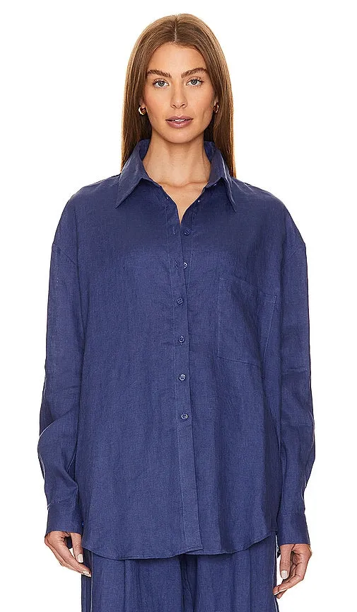 AEXAE Linen Shirt in Navy