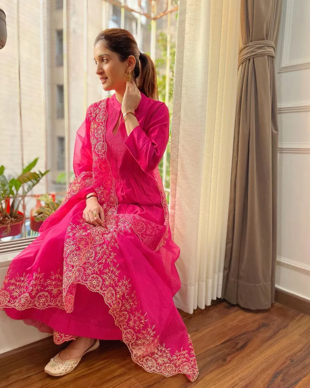 Beautiful Classical Pure Cotton Kurti Pent With Orgenza Duppata