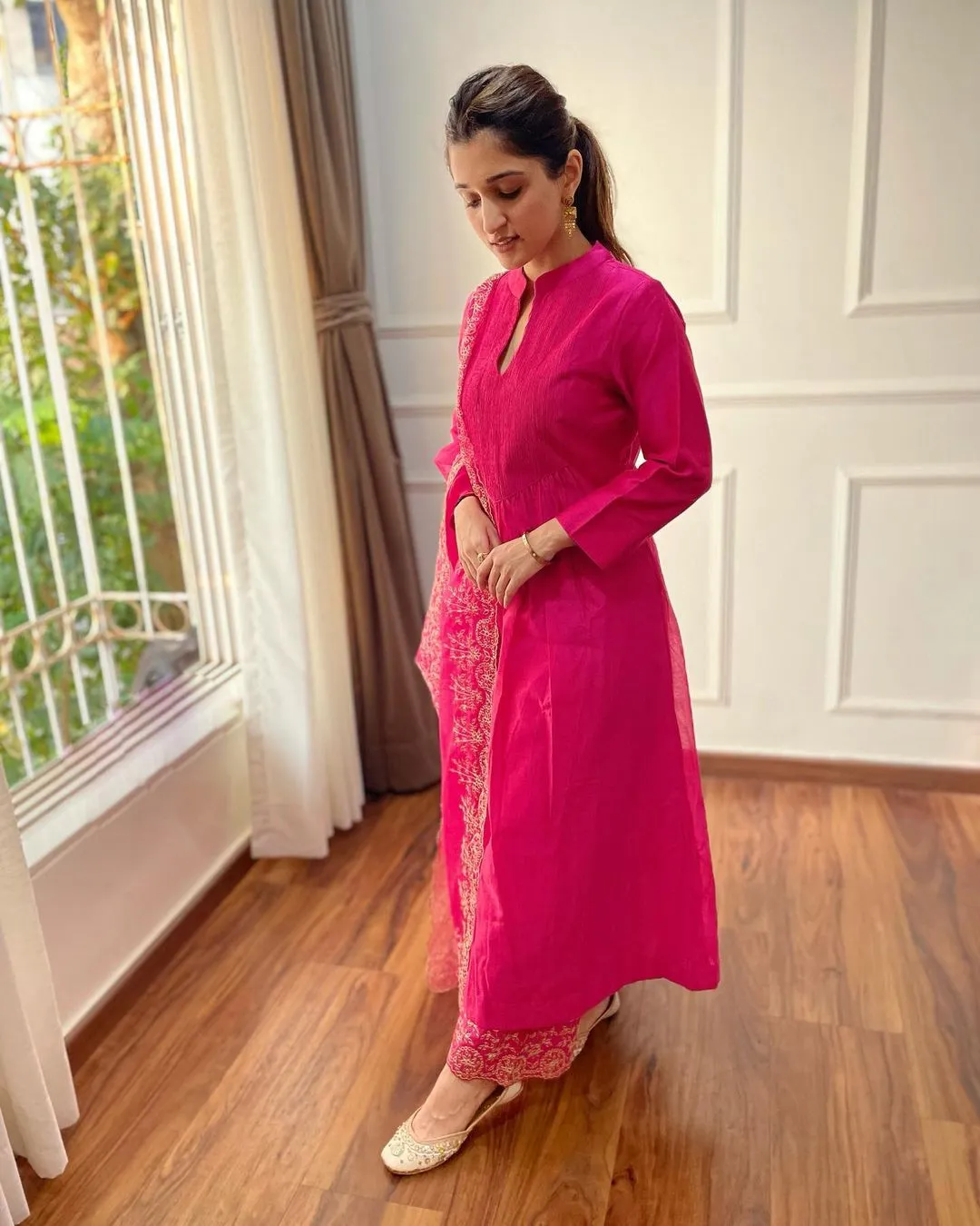 Beautiful Classical Pure Cotton Kurti Pent With Orgenza Duppata