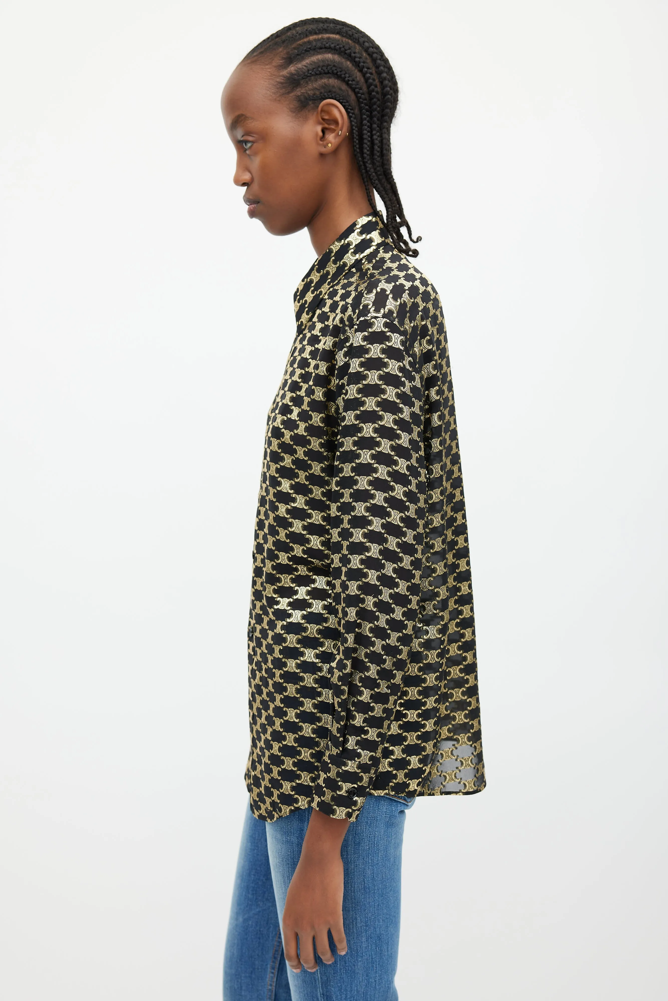 Black & Gold Silk Triomphe Shirt
