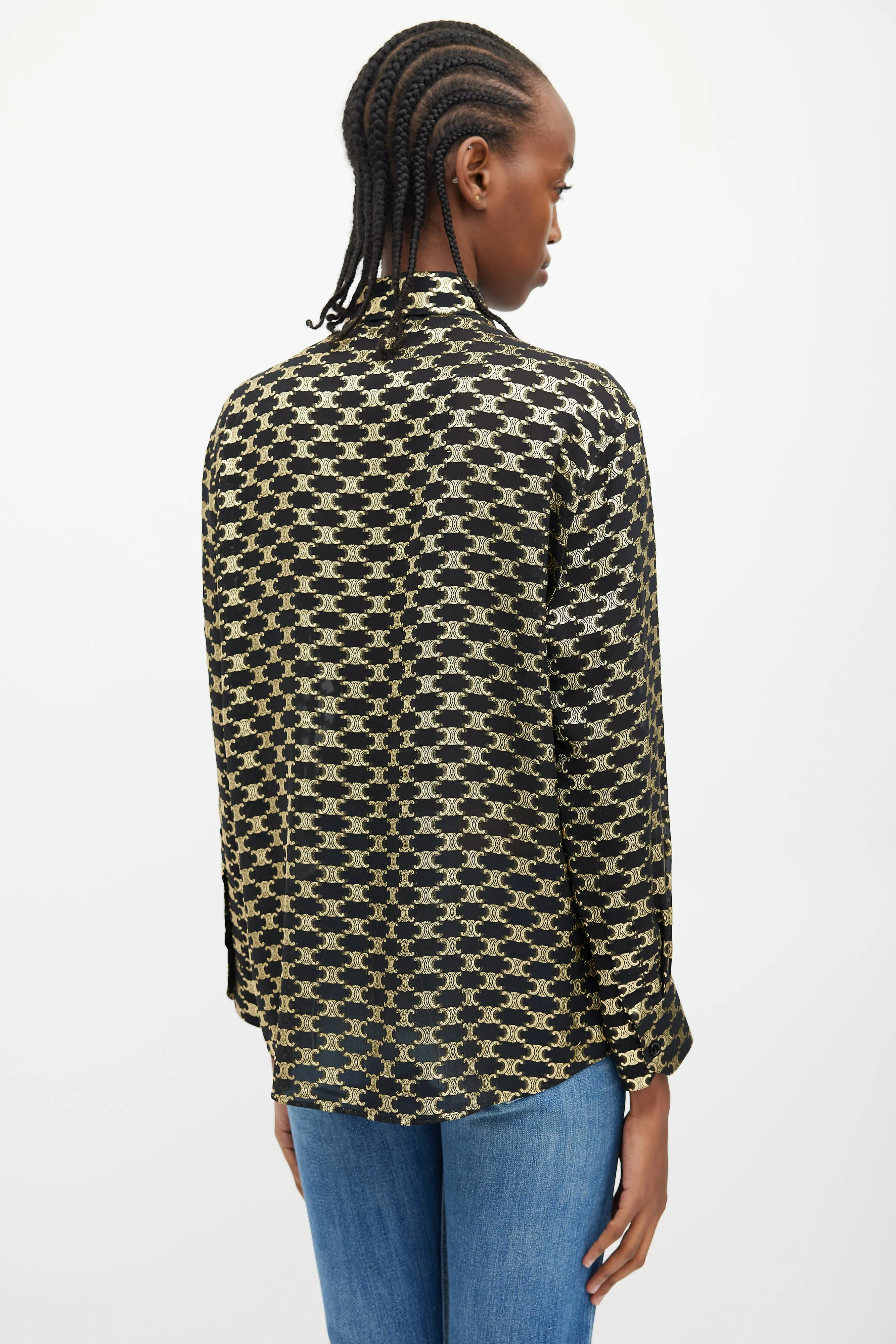 Black & Gold Silk Triomphe Shirt