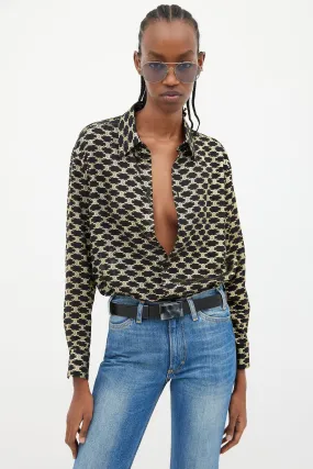 Black & Gold Silk Triomphe Shirt