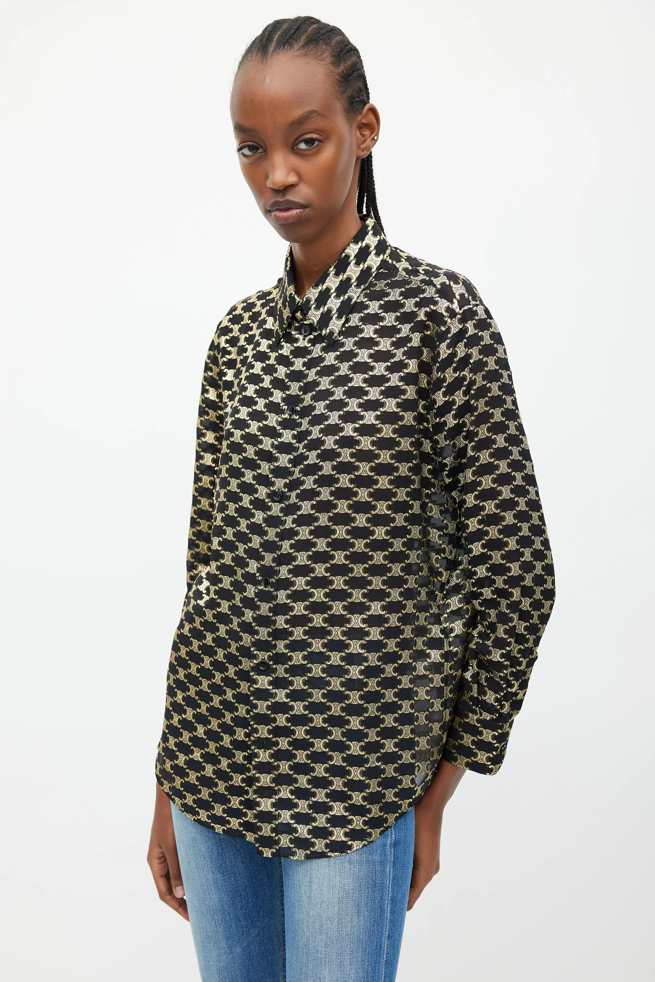 Black & Gold Silk Triomphe Shirt