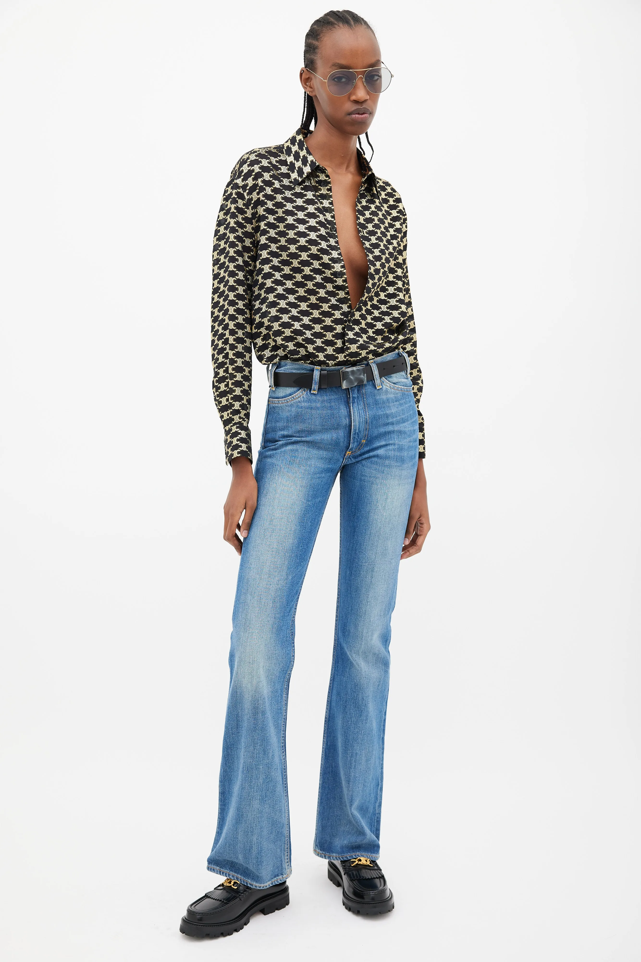Black & Gold Silk Triomphe Shirt