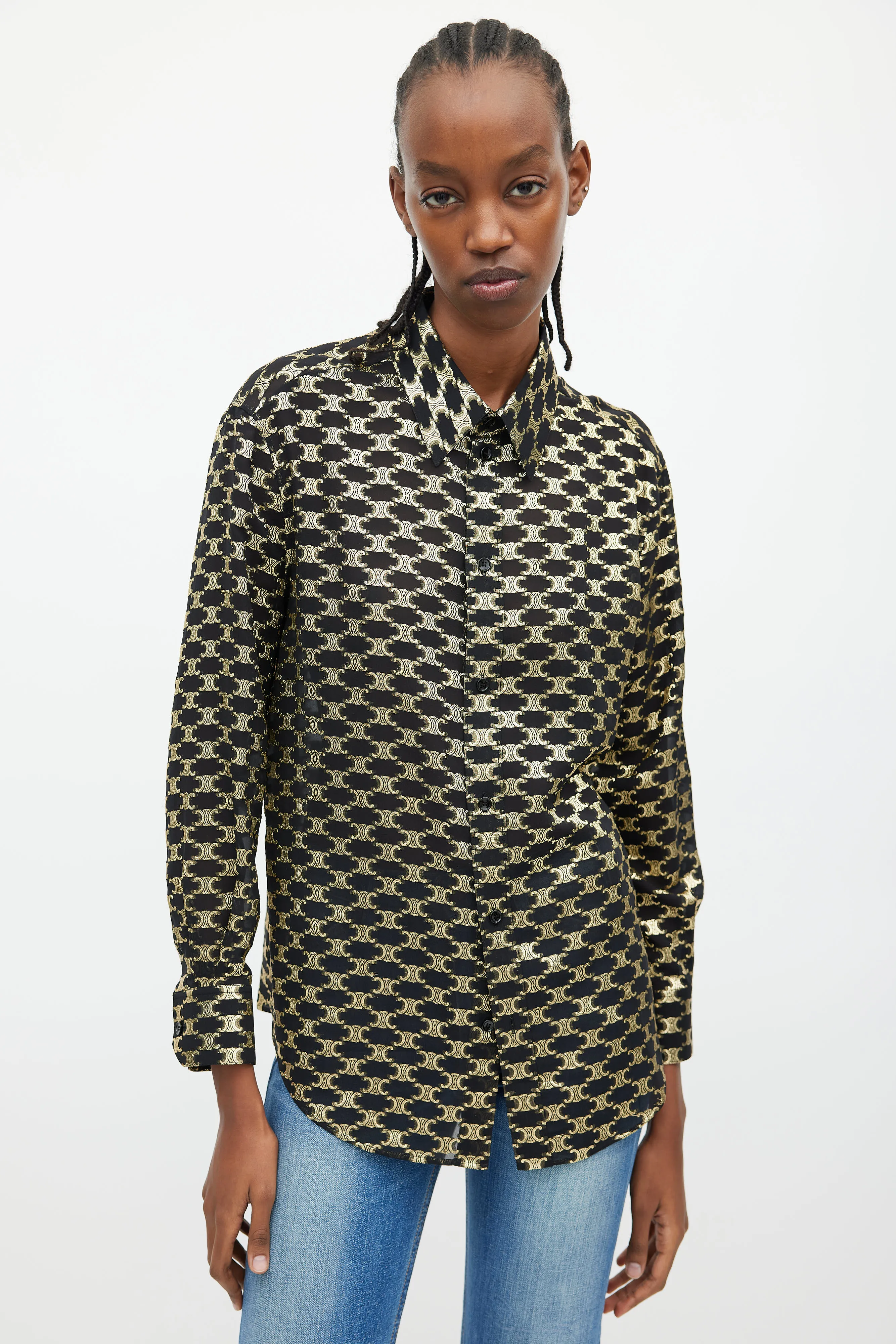Black & Gold Silk Triomphe Shirt