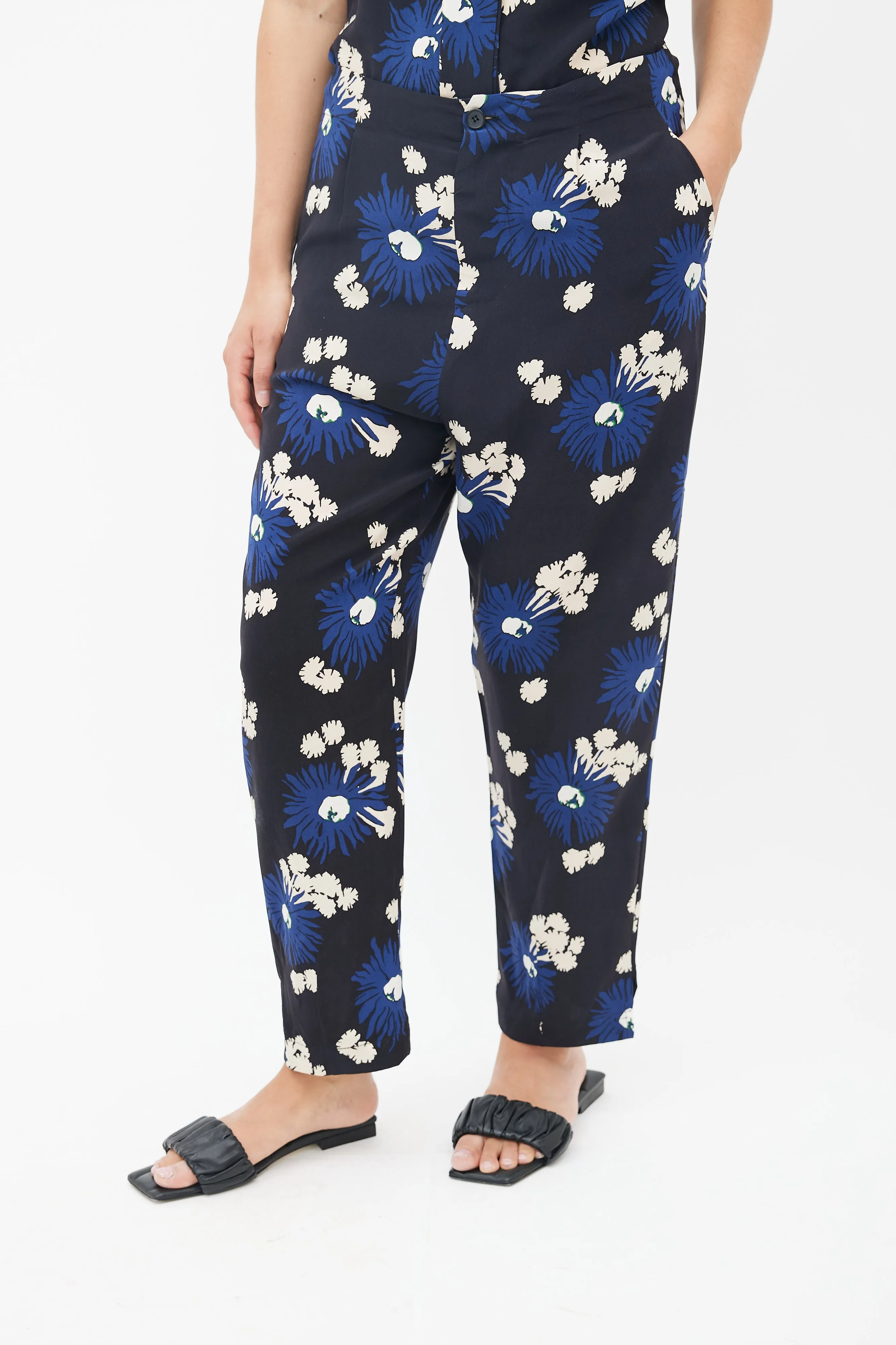 Black Multicolour Silk Floral Co-Ord Set