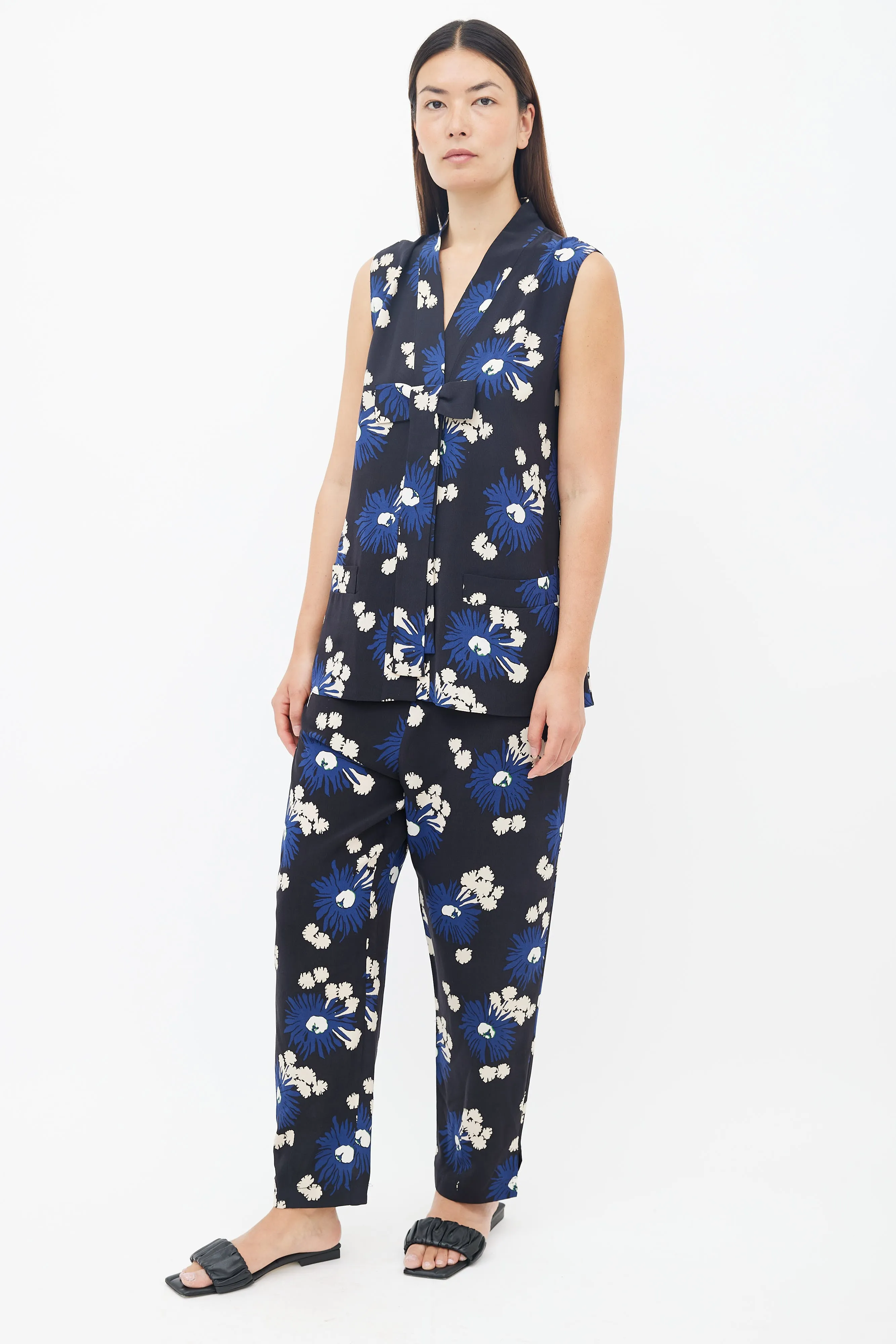 Black Multicolour Silk Floral Co-Ord Set