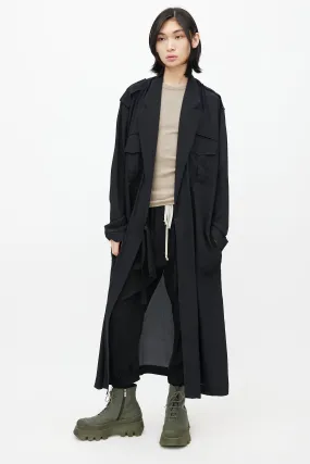 Black Silk Wrap Long Shirt