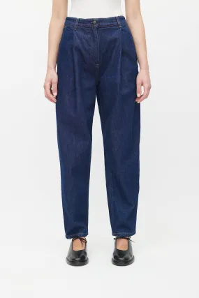Blue Dark Wash Toteness Pleated Jeans