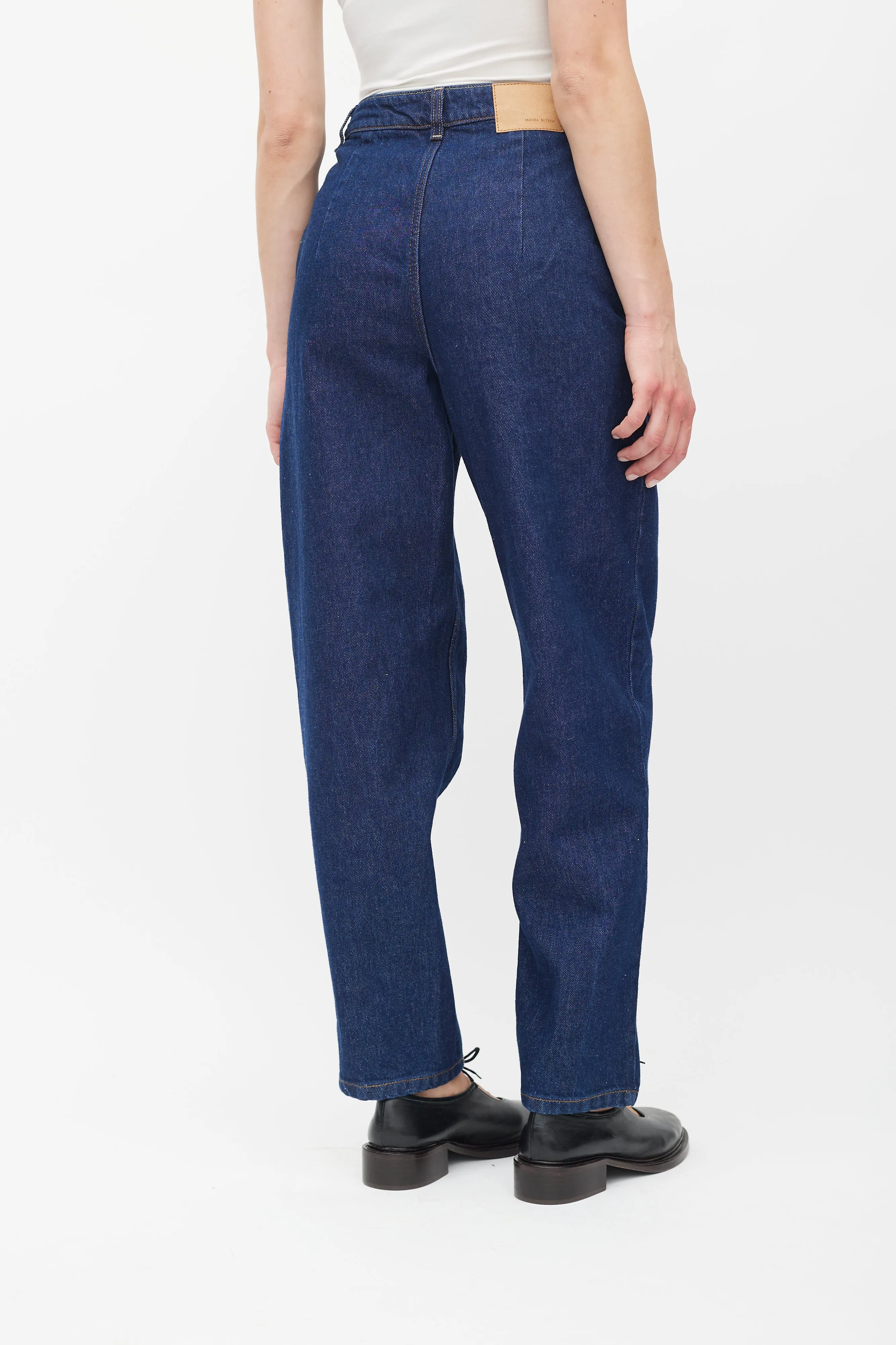 Blue Dark Wash Toteness Pleated Jeans