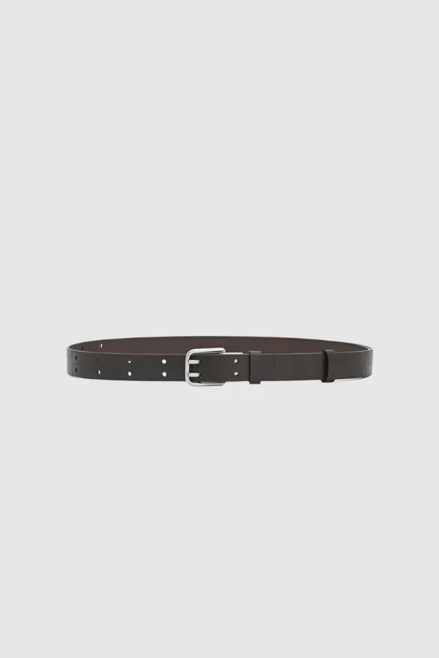 Camilla and Marc Landon Croc Belt in Chocolate
