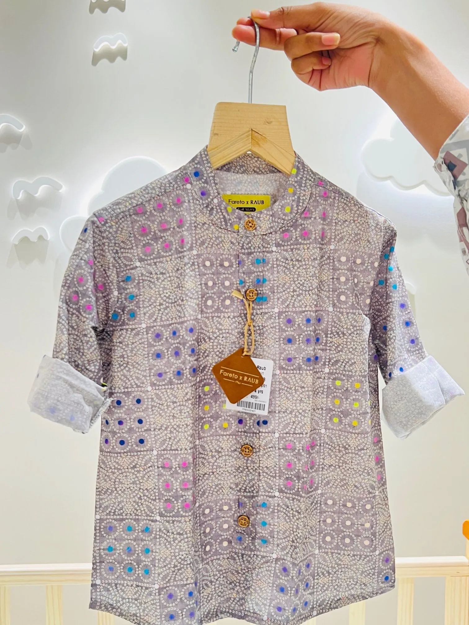 Fareto Baby And Kids 100% Cotton Bushirts (Pack Of 3)