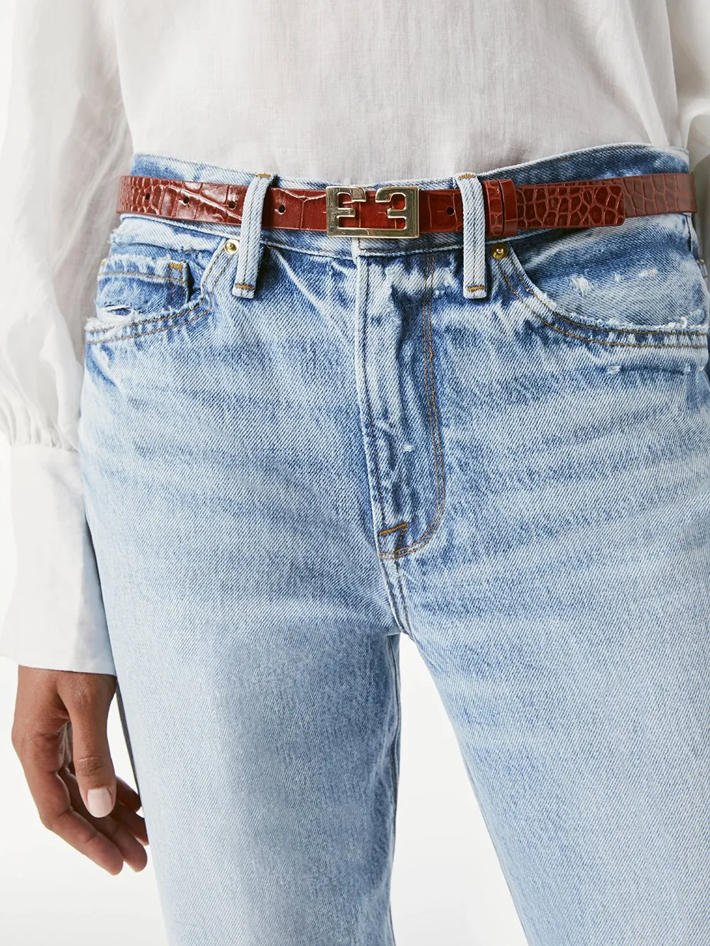 Frame Le Double F Belt - Brandy Croco