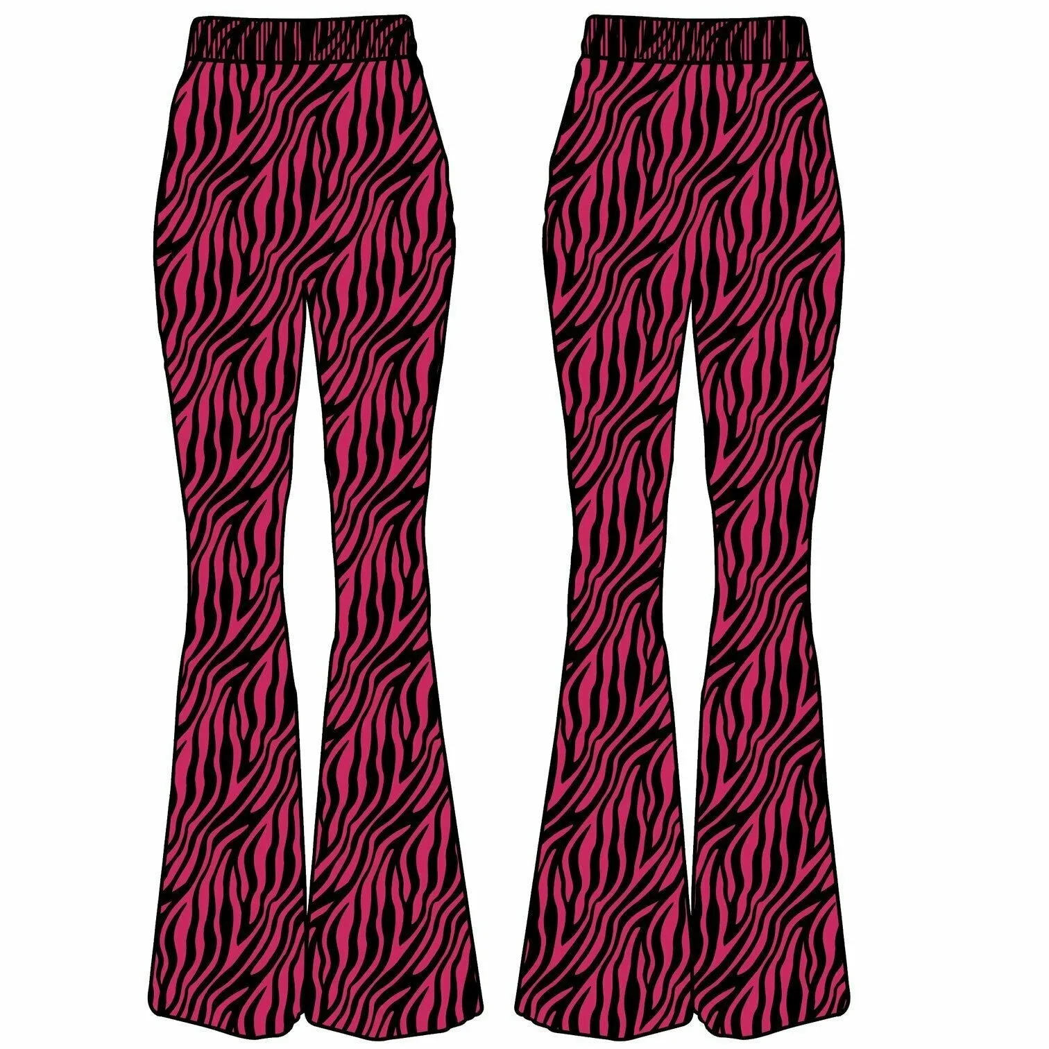 Hellz Bellz Pink Zebra Womens Bell Bottom Flares