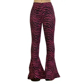 Hellz Bellz Pink Zebra Womens Bell Bottom Flares