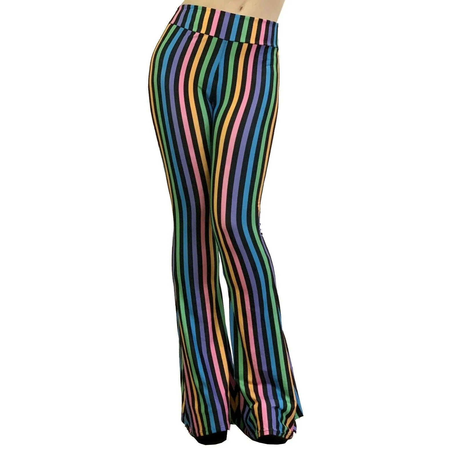 Hellz Bellz Rainbow Stripes Bell Bottom Flares