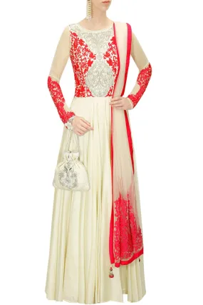 Ivory colour floor length