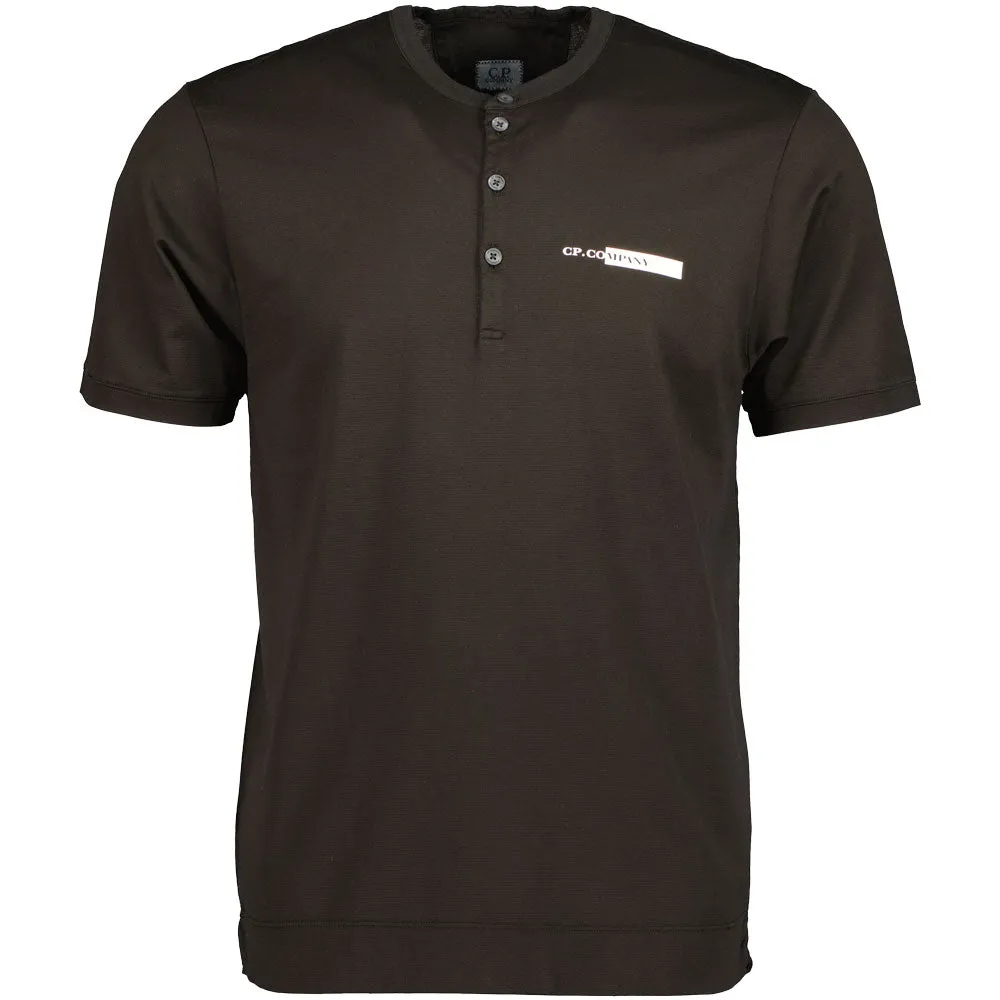 Micronet Piqué Button Up Logo Print T-Shirt