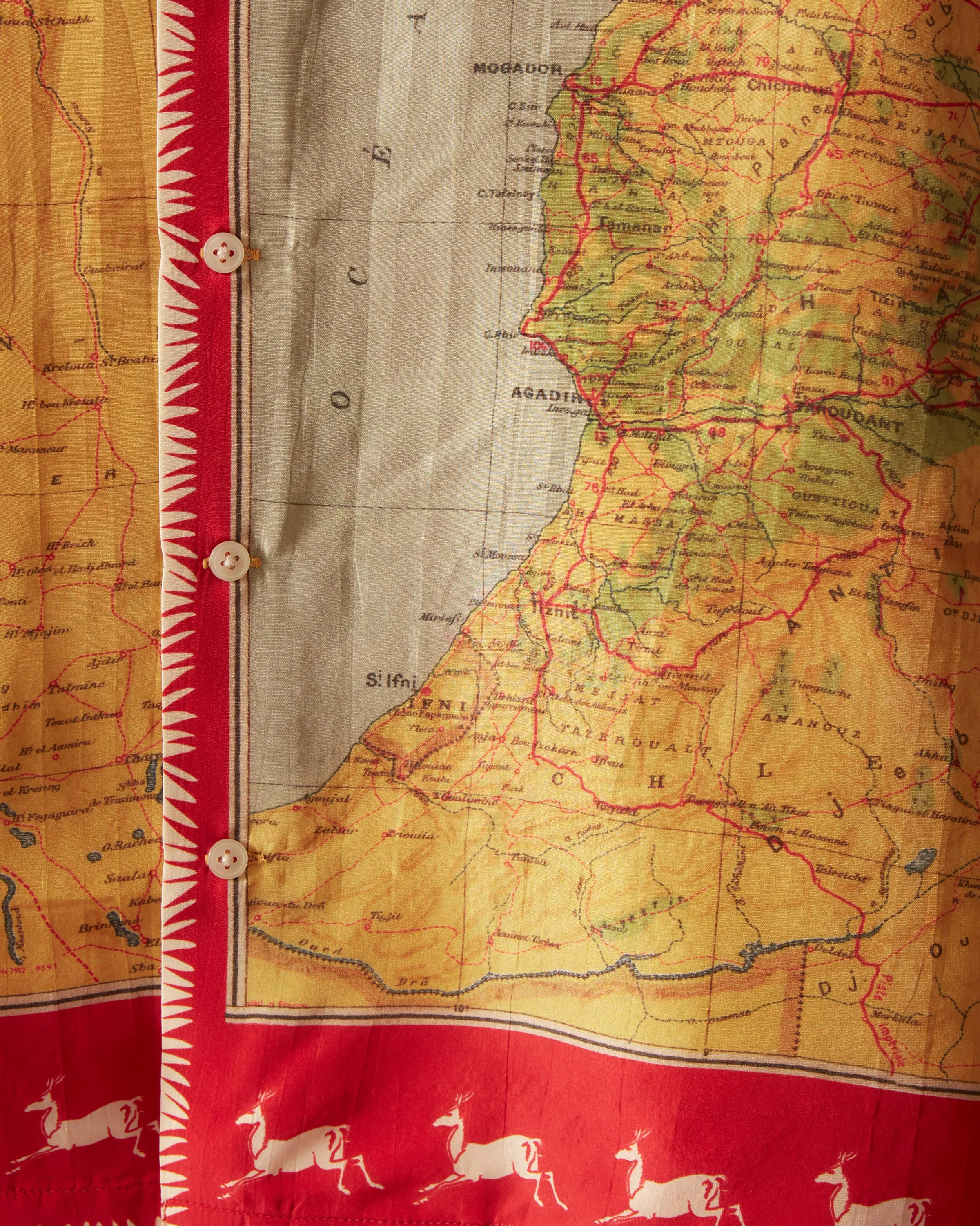 Morocco Map Silk Shirt