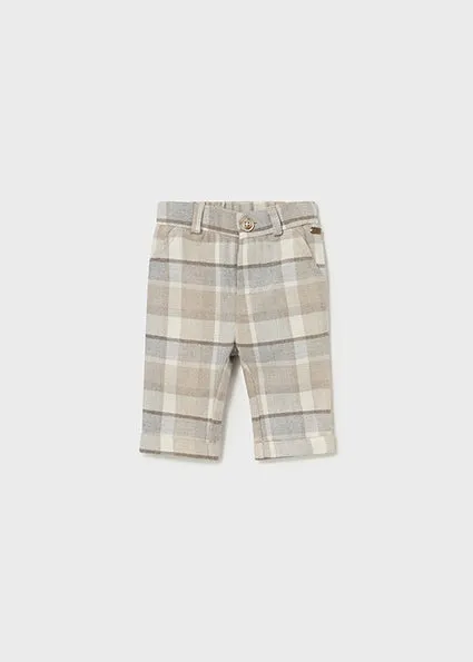 Newborn Checked Pants - Walnut
