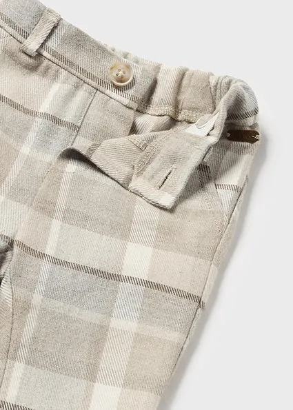 Newborn Checked Pants - Walnut