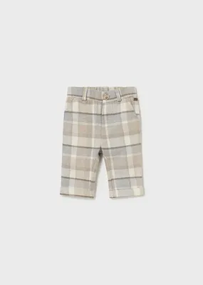 Newborn Checked Pants - Walnut