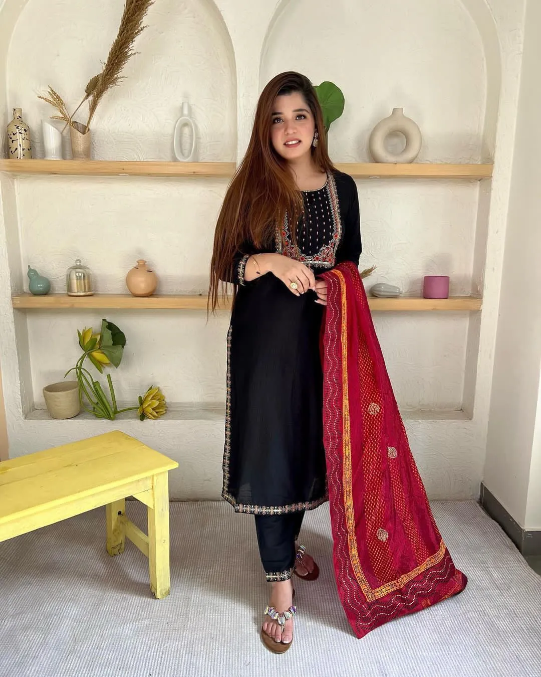 Rayon Fabric With Beautiful Embroidery Work Plazo Suit