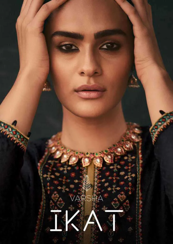 Varsha Ikat Tusser Self Woven With Embroidery Suit