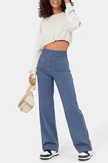 Women's High-Waisted Elastic Casual Pants