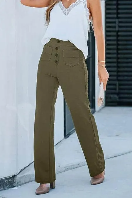 Women's High-Waisted Elastic Casual Pants